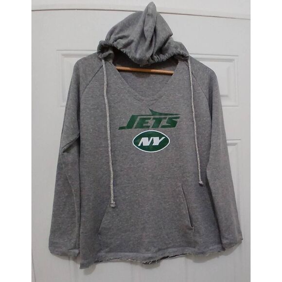 New york jets womens medium sweatshirt hoodie shorts set gray and green - Picture 2 of 7